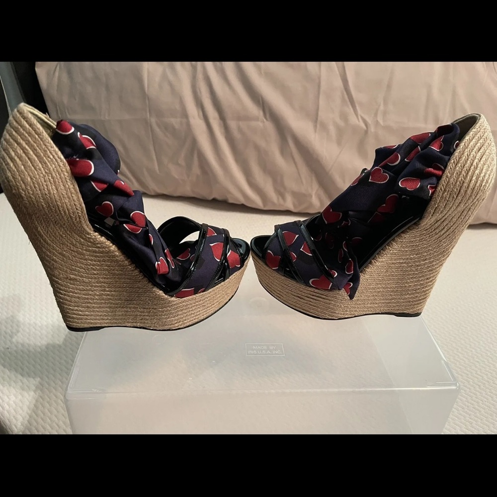 Gucci wedge sandals espadrille heart print size 37 - Picture 3 of 10